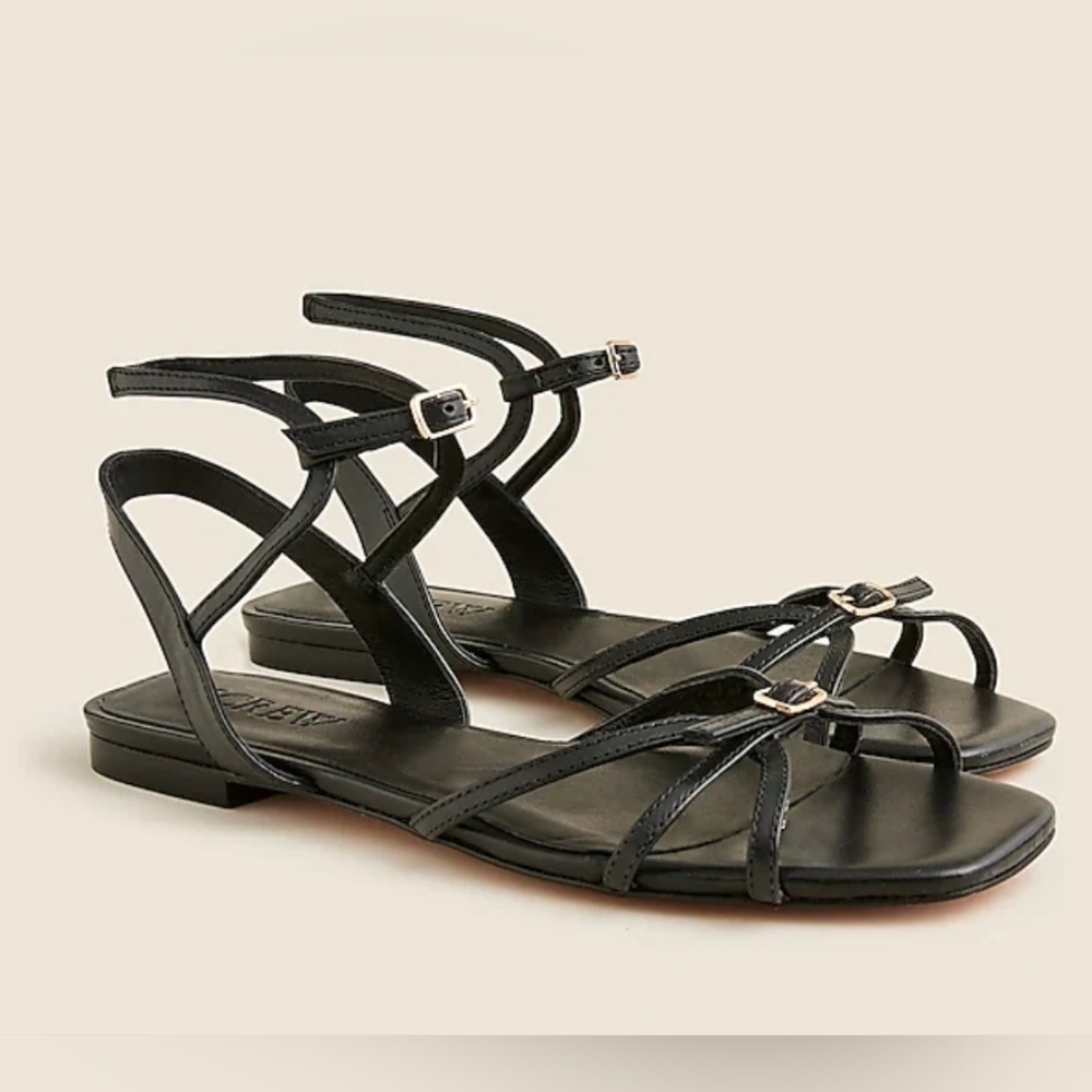 🌿J. Crew Capri buckle sandals in leather Size 9 Black - Picture 1 of 2